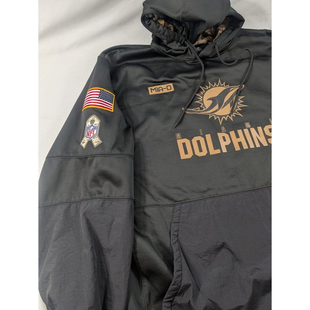 Nike Dri-Fit NFL On-Field Miami Dolphins Black Salute To Service Hoodie Big 3XL